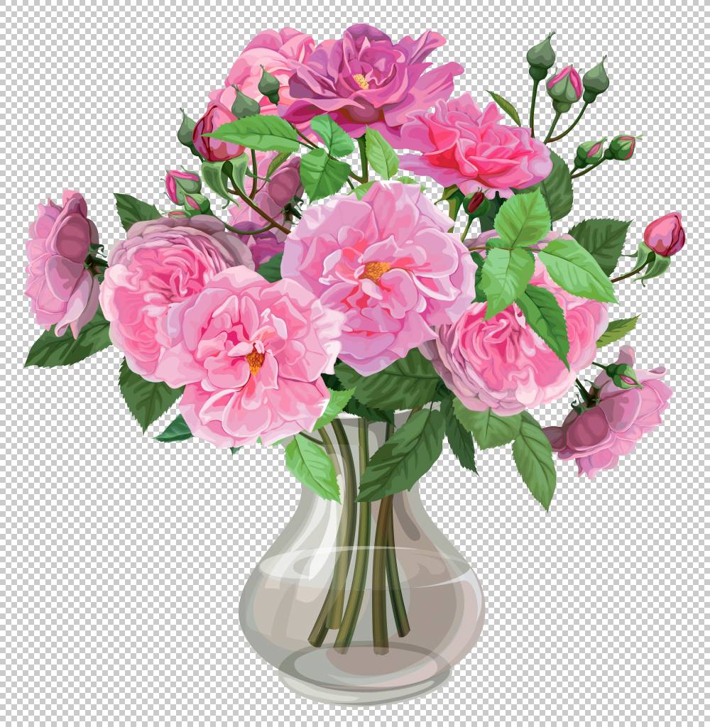 花瓶花束 花瓶中的粉红玫瑰透明 粉红色的花朵插在花瓶里png剪贴免抠素材下载 图片id 其它元素 Png素材 素材宝